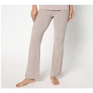Barefoot Dreams 3X Beach Rock Taupe Ultra Lite Ribbed Flare Pant A672673 NWT